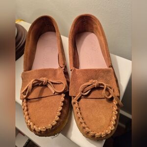 JCrew Brown Sueded LeatherMoccasins Size10